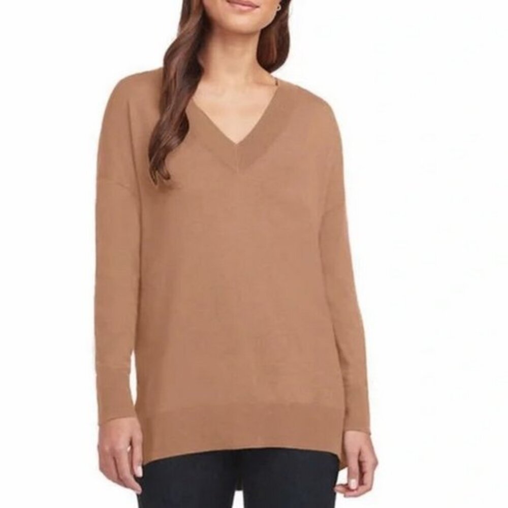 Matty M Ladies Women V-Neck Sweater Tan ( Camel )